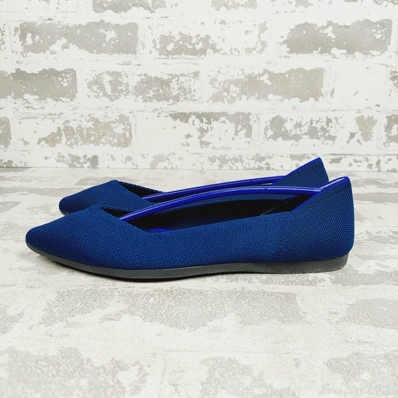 NEW Rothy's The Flat Blue Knit Pointy Toe Slip On Comfy Loafers F760